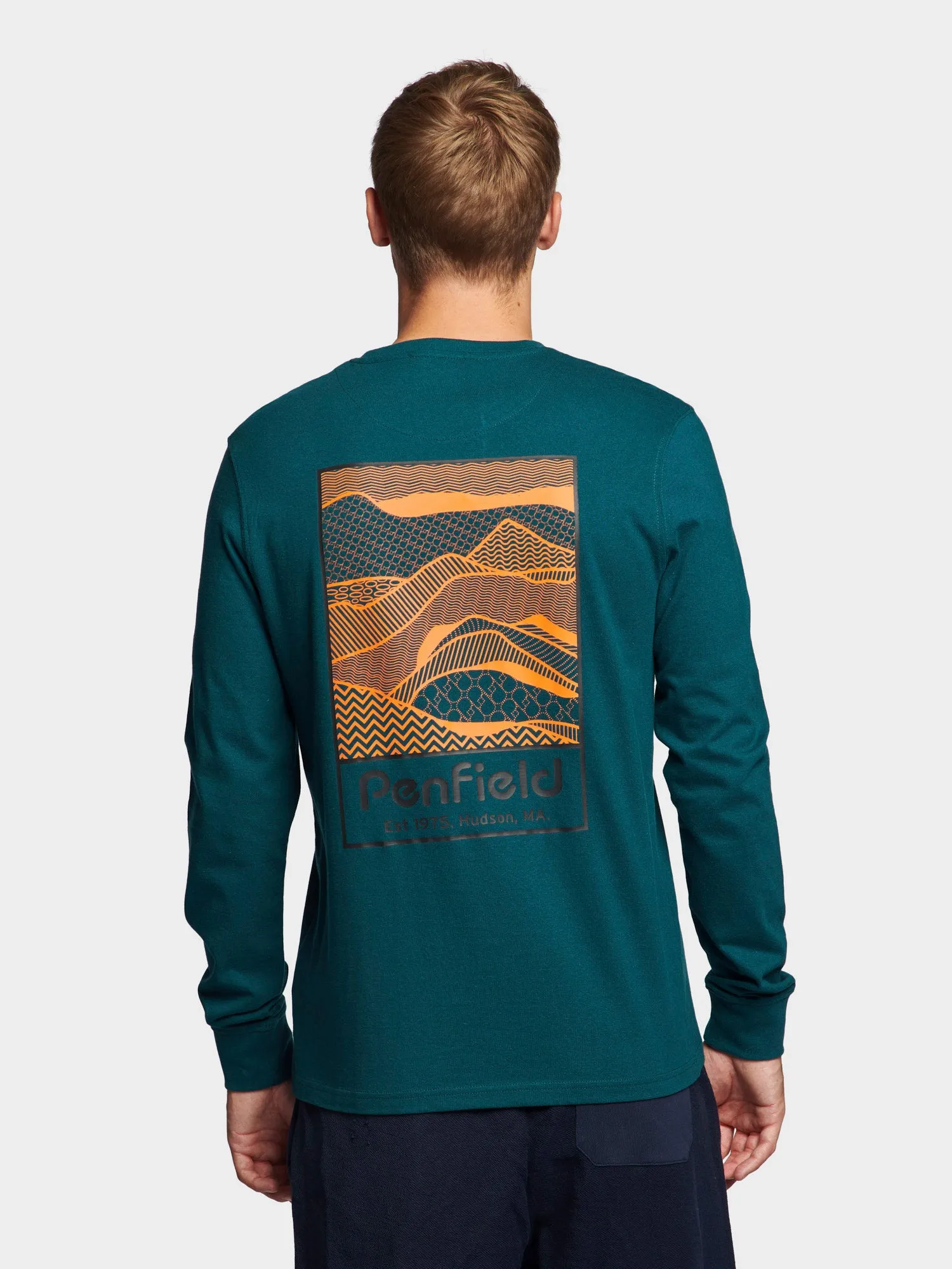 Sketch Mountain Back Graphic Long Sleeve T-Shirt in Deep Teal sold by Penfield product image thumbnail 5