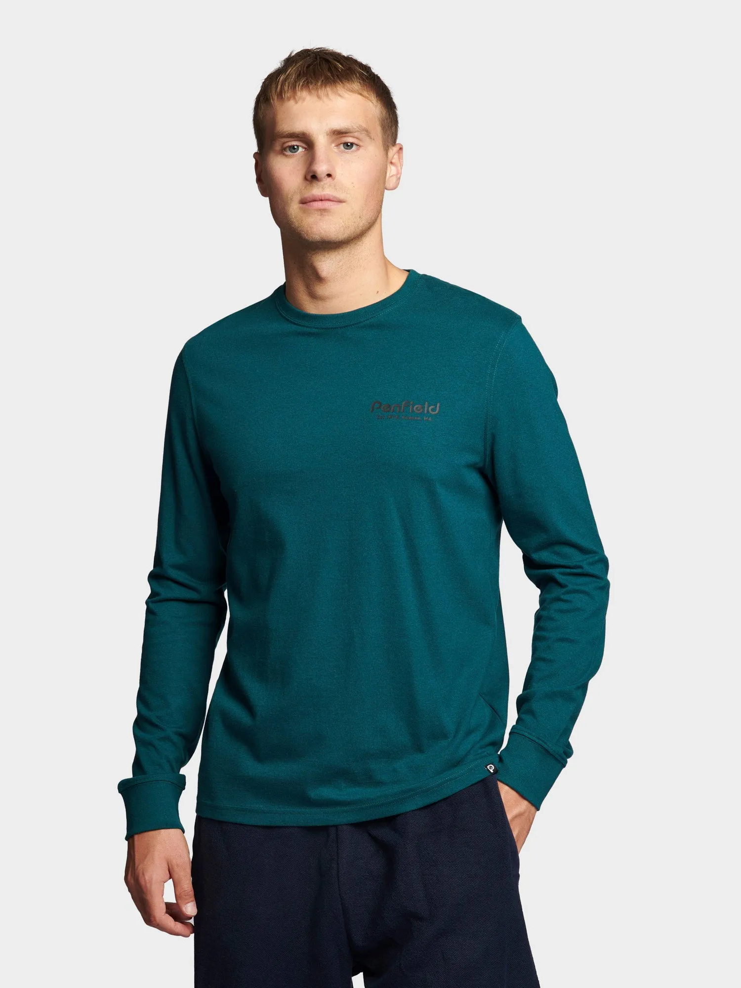Sketch Mountain Back Graphic Long Sleeve T-Shirt in Deep Teal sold by Penfield product image thumbnail 4