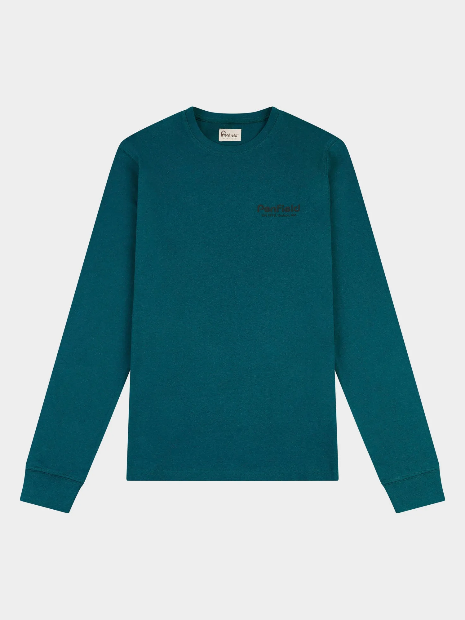 Sketch Mountain Back Graphic Long Sleeve T-Shirt in Deep Teal sold by Penfield