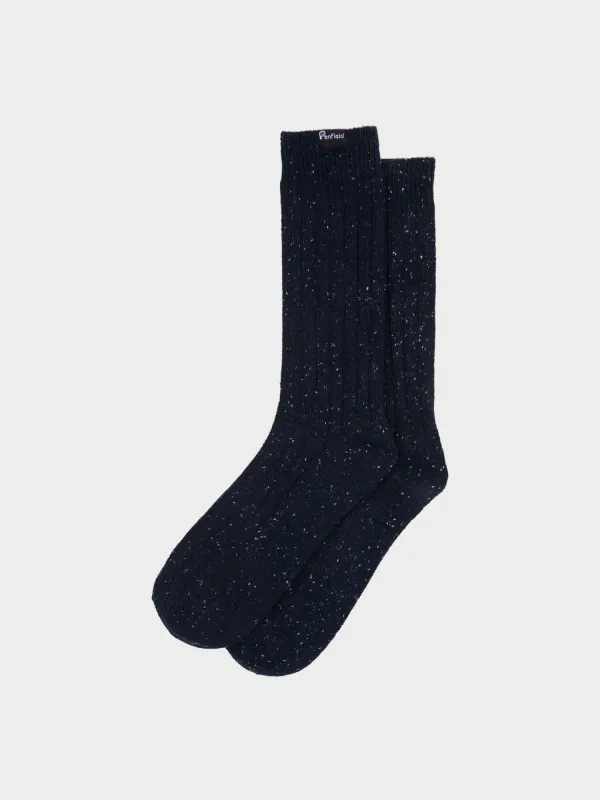Ribbed Wool Blend Socks in Navy Blue sold by Penfield