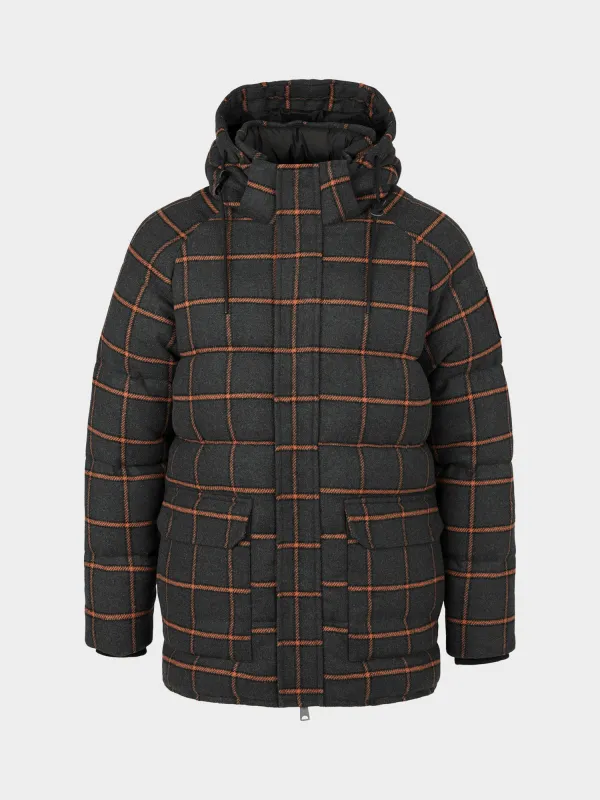 Longline Check Puffer Jacket in Ebony made by Penfield