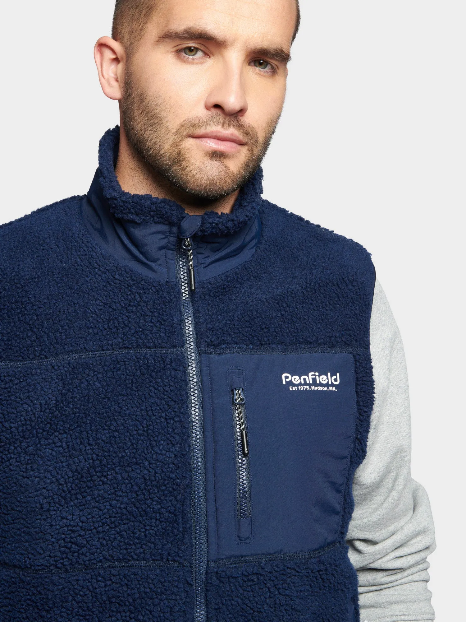 Hudson Script Fleece Vest in Navy Blue sold by Penfield product image thumbnail 4