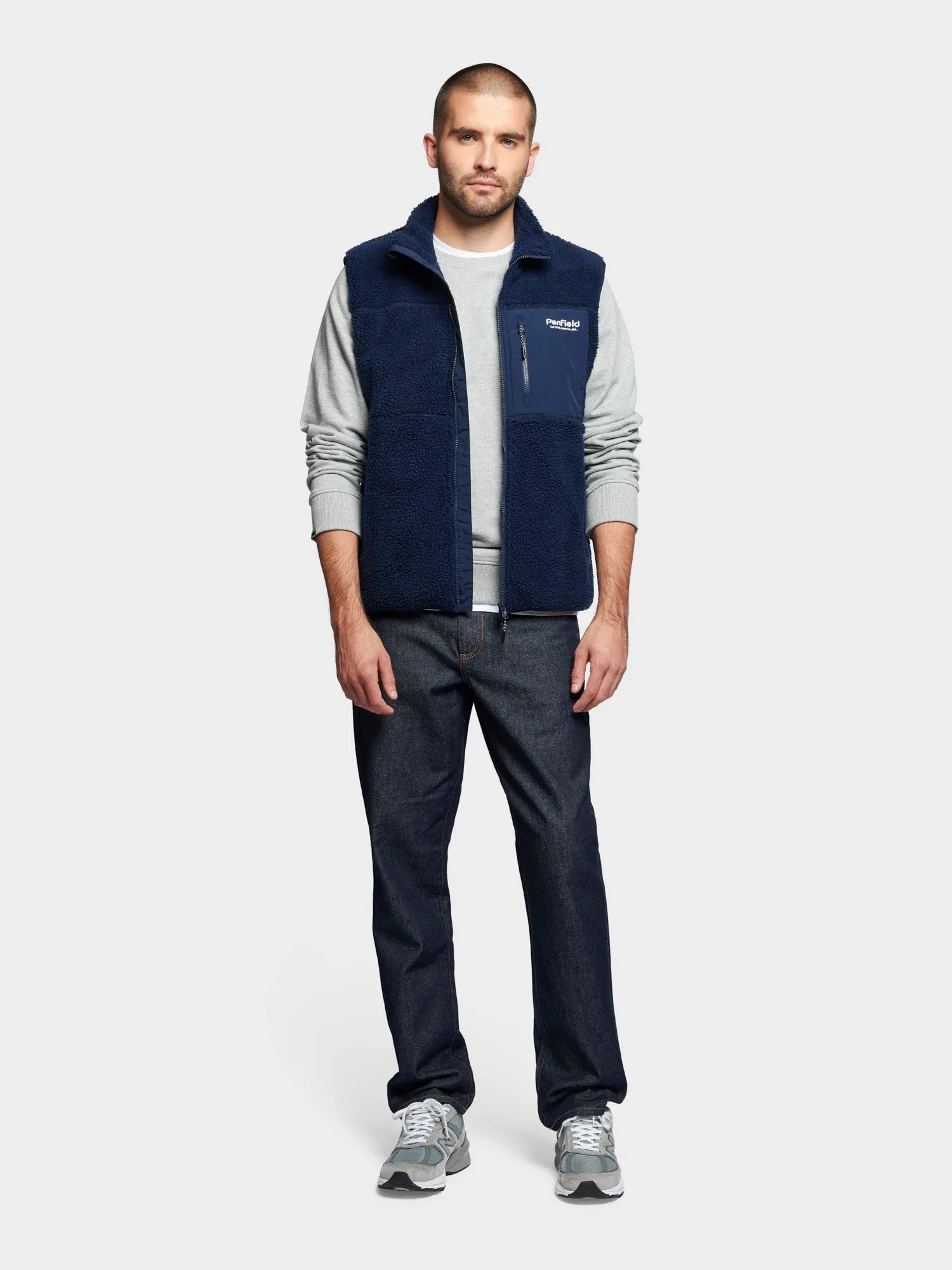 Hudson Script Fleece Vest in Navy Blue sold by Penfield product image thumbnail 3
