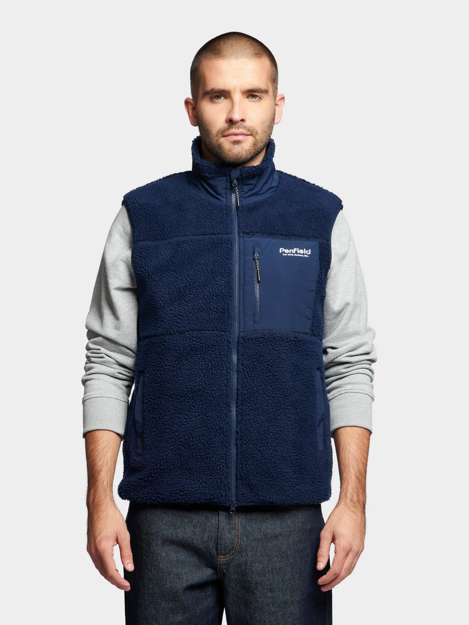 Hudson Script Fleece Vest in Navy Blue sold by Penfield product image thumbnail 2