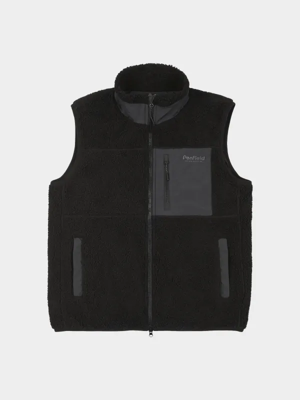 Hudson Script Fleece Vest in Black sold by Penfield