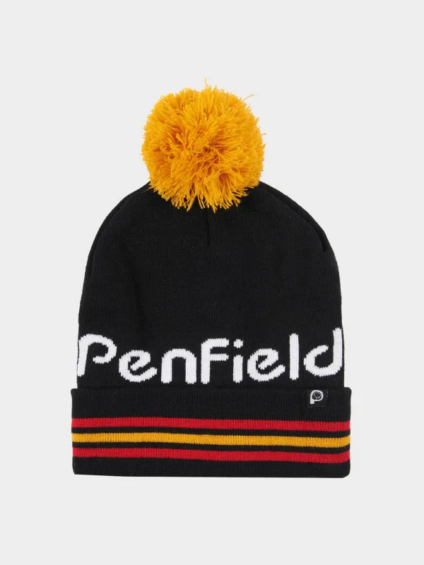 Intarsia Knit Bobble Beanie in Black sold by Penfield