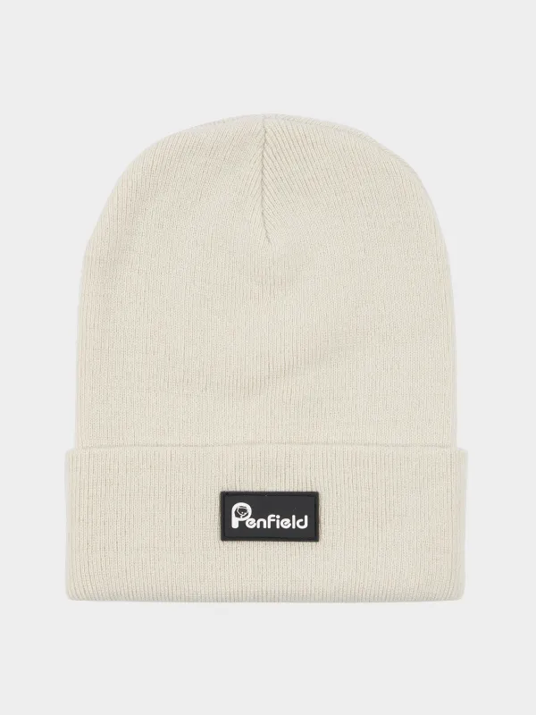 Reverse Badge Beanie in Marshmallow sold by Penfield