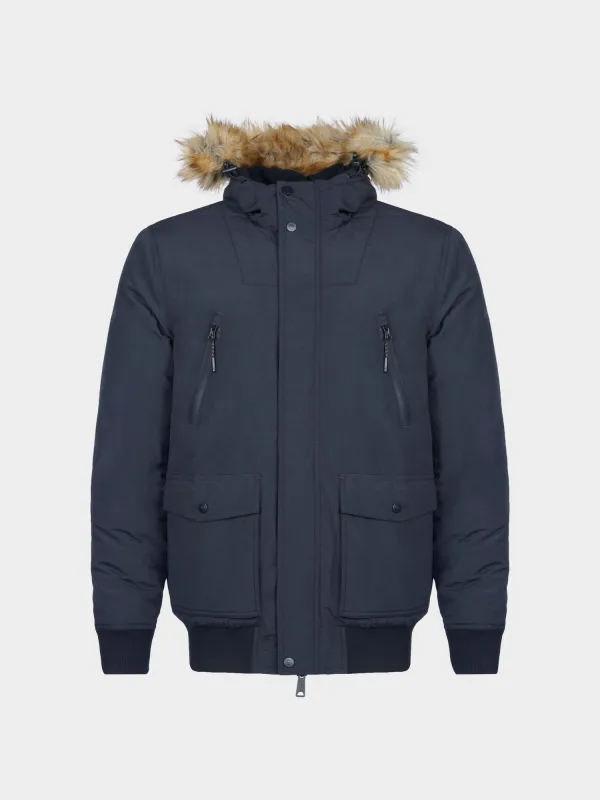 Hudson Script Arctic Bomber Jacket in Black sold by Penfield