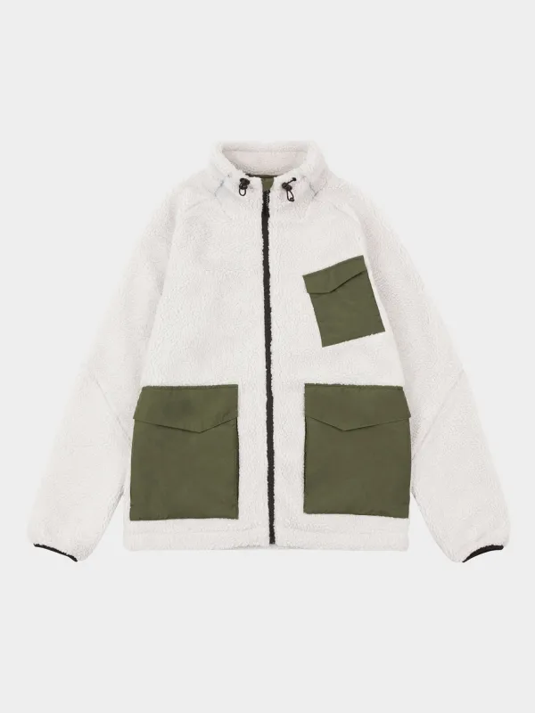 Angled Pocket Fleece Jacket in Silver Birch sold by Penfield