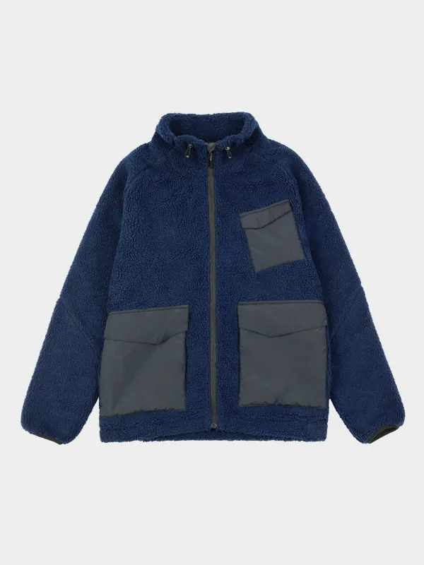 Angled Pocket Fleece Jacket in Navy Blue sold by Penfield