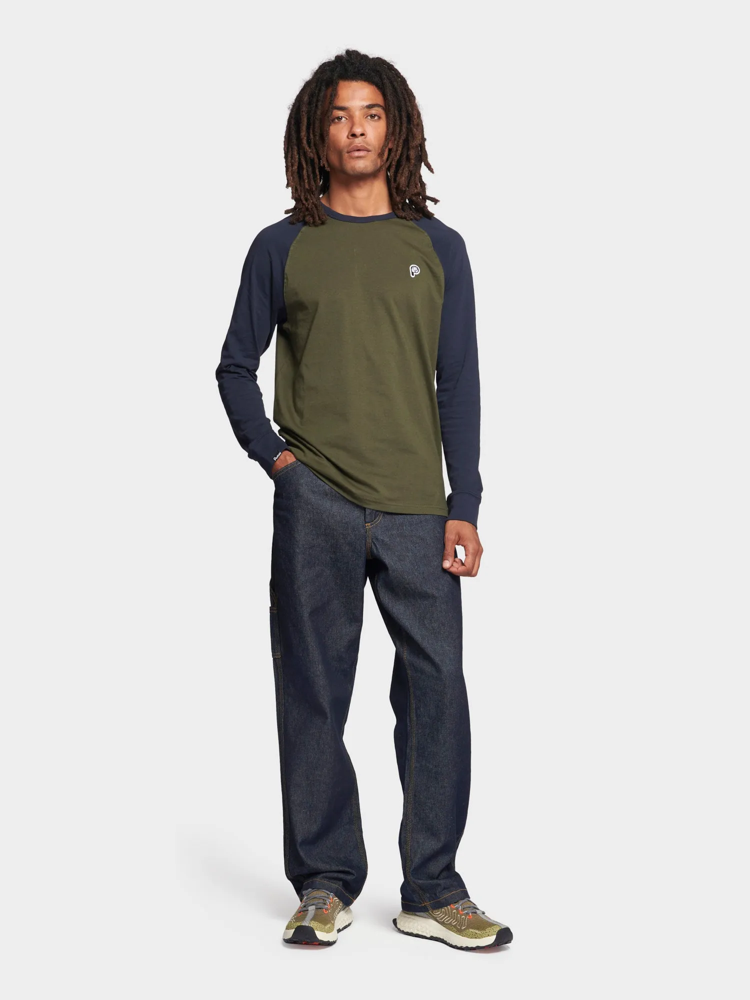 P Bear Chest Badge Raglan Long Sleeve T-Shirt in Forest Night sold by Penfield product image thumbnail 3