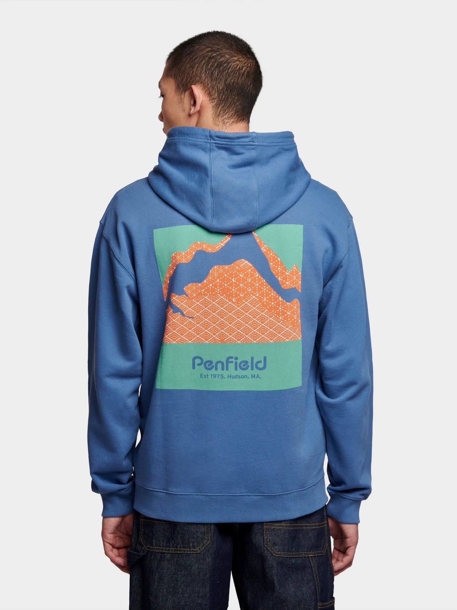Relaxed Fit Mountain Back Print Hoodie in Blue Horizon sold by Penfield product image thumbnail 4