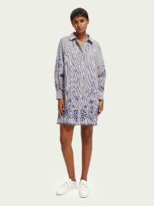 SCOTCH & SODA - Mini-robe brodée à fines rayures raglan sold by Pepin