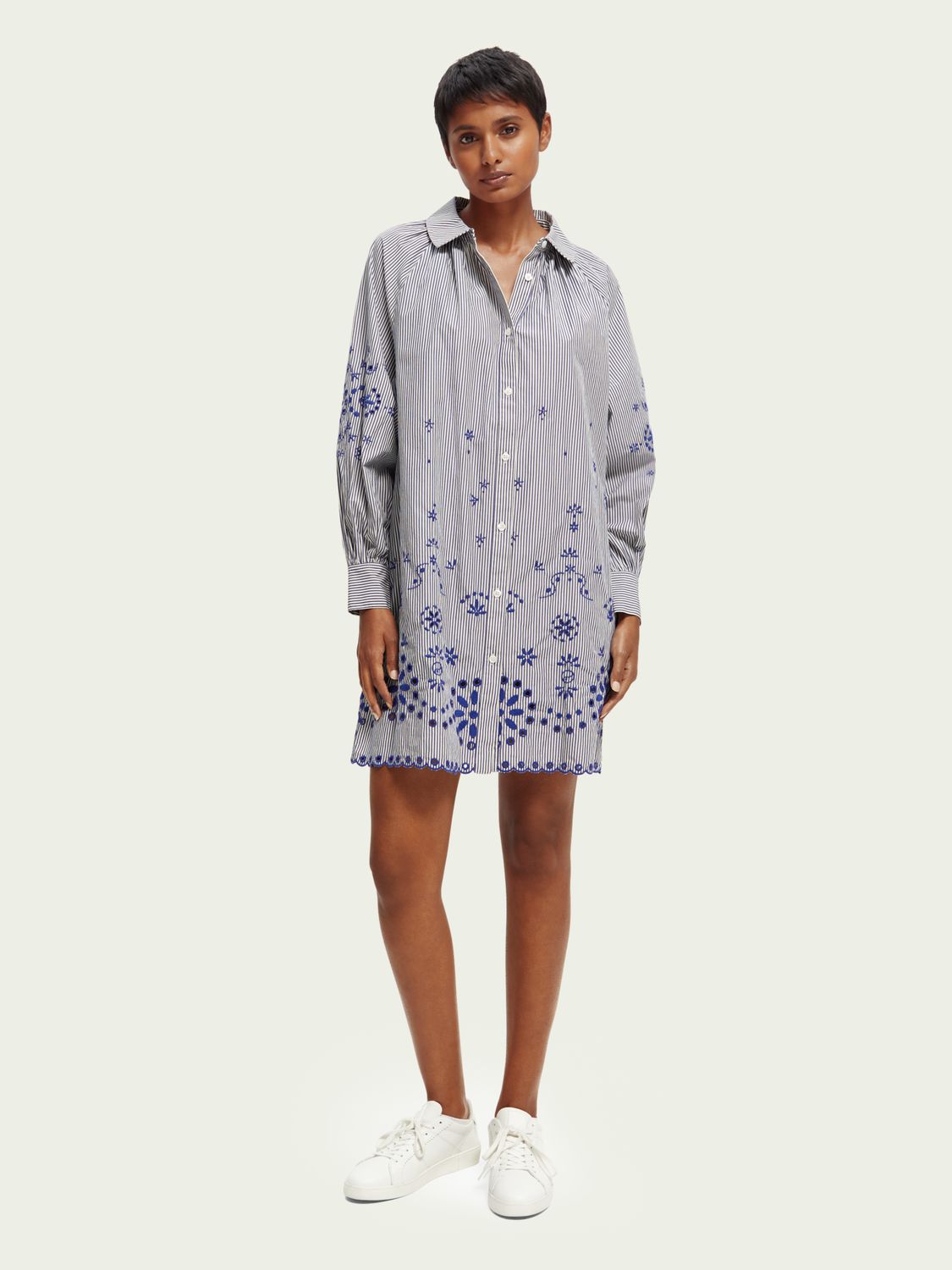 SCOTCH & SODA - Mini-robe brodée à fines rayures raglan sold by Pepin product image thumbnail 2