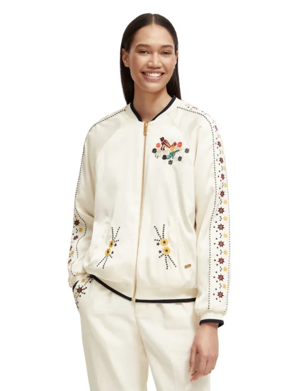 Reversible embroidered bomber jacket sold by Pepin