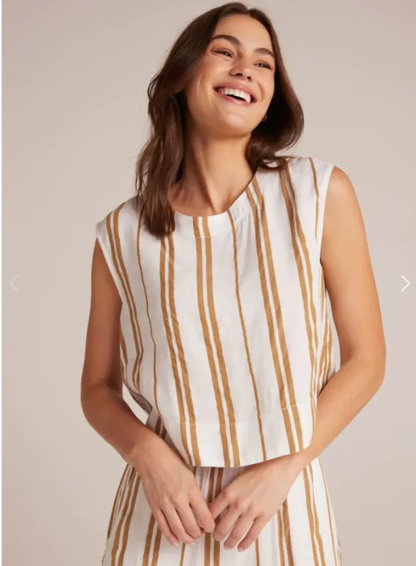 Bella Dahl - Boxy Button Back Top - Redwood Stripe sold by Pepin
