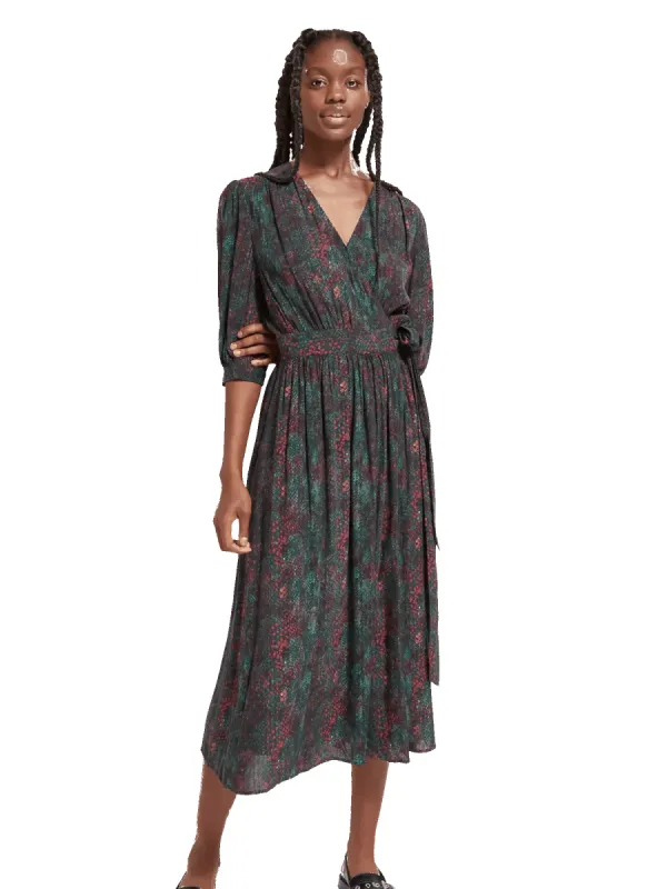 Belted Midi Wrap Dress sold by Pepin
