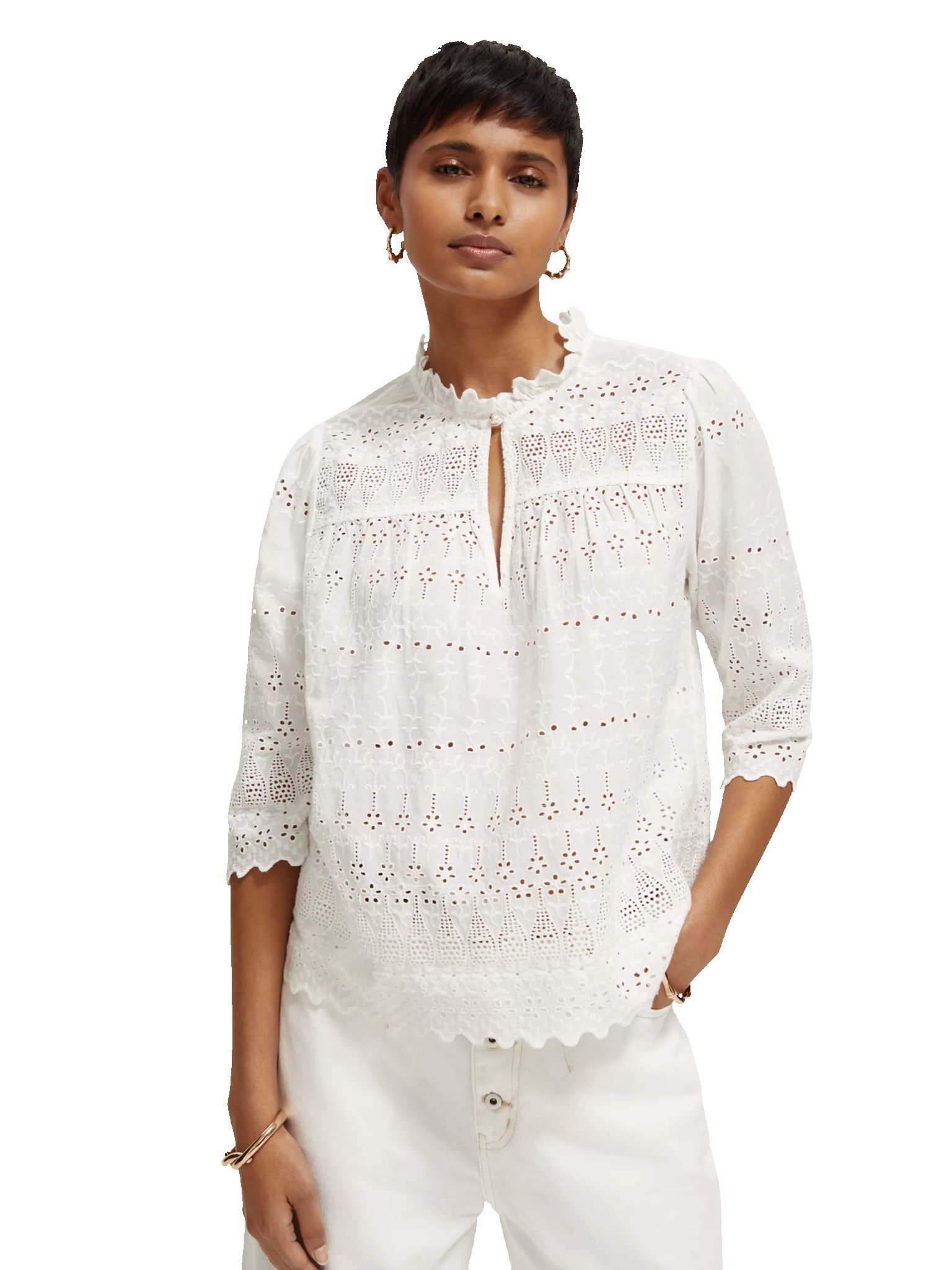 173310-Organic cotton broderie anglaise blouse sold by Pepin