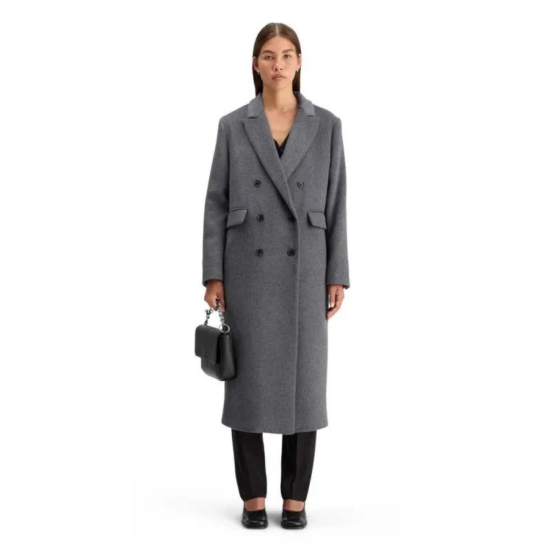 Double Breasted Tailored Wool Blend Coat sold by Pepin