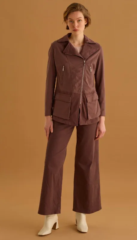 EUROPEAN CULTURE - Pantalon Donna - Raisin 08H sold by Pepin