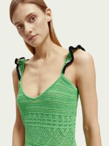 SCOTCH & SODA - Robe midi col V en maille pointelle sold by Pepin
