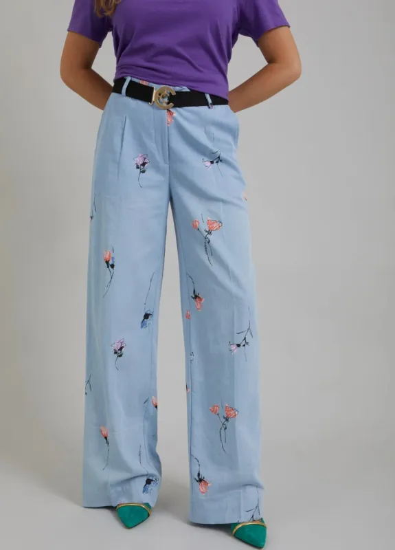 COSTER - PANTALON LARGE AVEC IMPRIMÉ FLEURS EN DENIM sold by Pepin