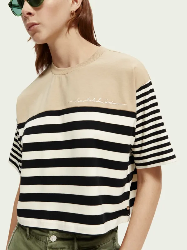 SCOTCH & SODA - T-shirt bio court coupe boxy à rayures sold by Pepin