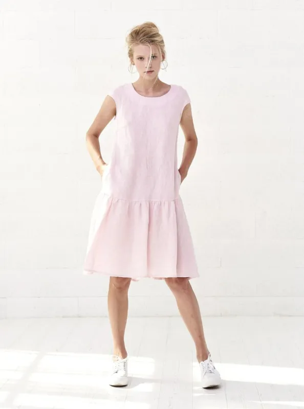 IVY Linen Midi Dress, Short Sleeve Women's Linen sold by Pepin