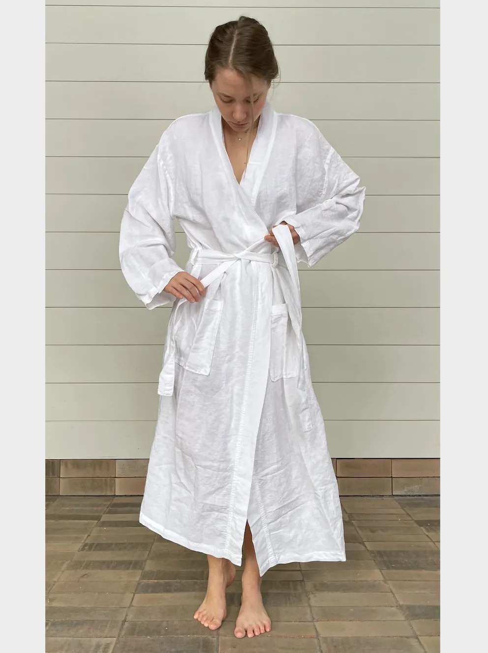 SOFT LINEN BATHROBE KIMINO NEUTRALS TONES sold by Pepin product image thumbnail 3