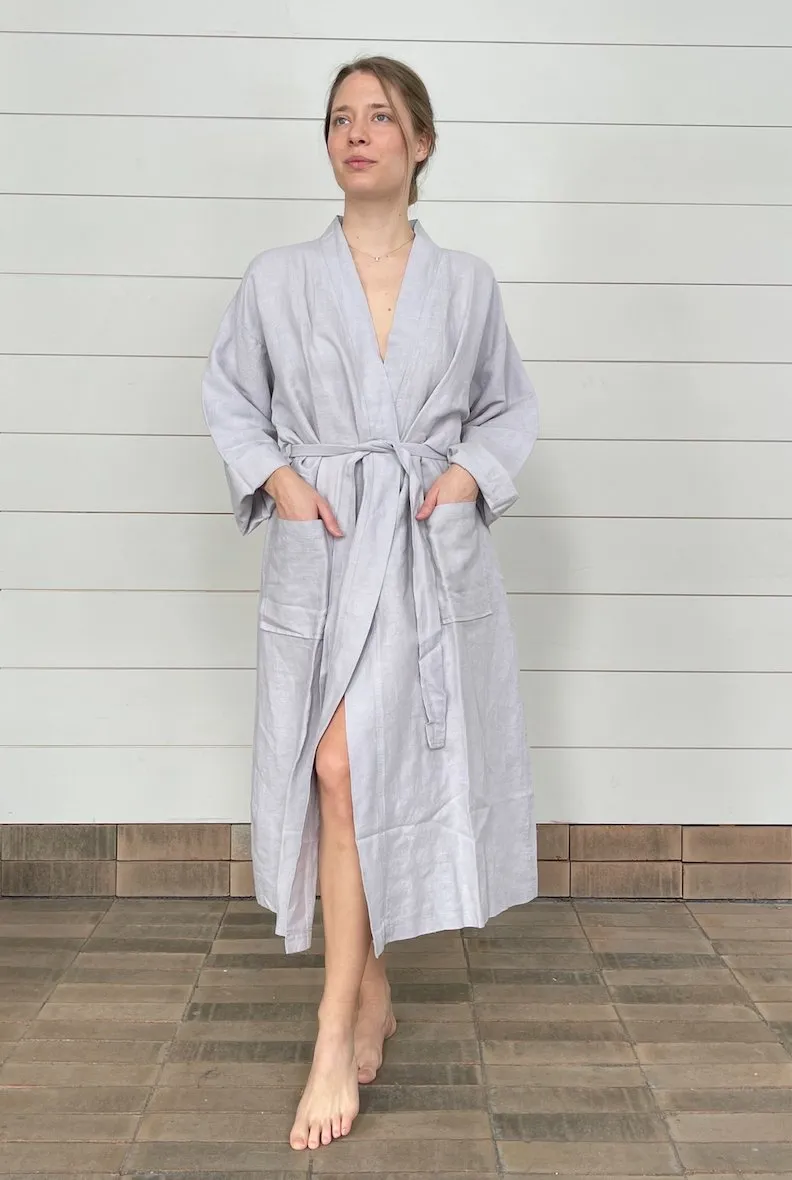 SOFT LINEN BATHROBE KIMINO NEUTRALS TONES sold by Pepin product image thumbnail 4