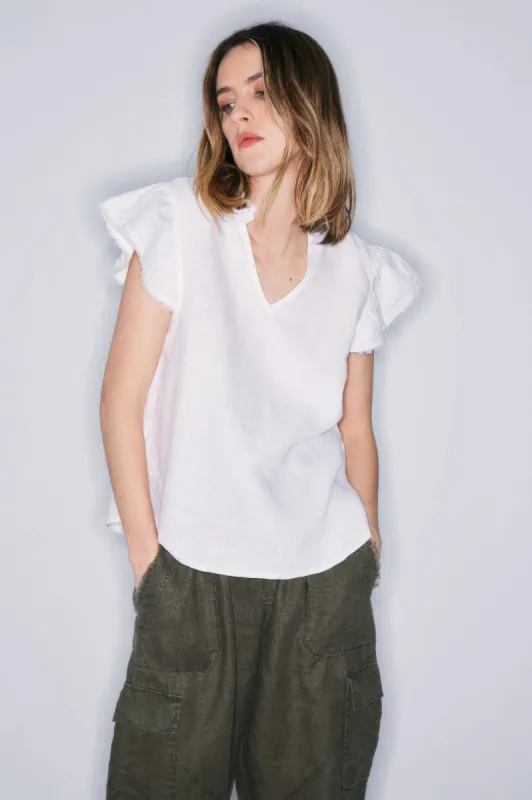 MELISSA NEPTON - Carrie white linen top sold by Pepin