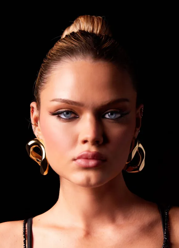 Fast Forward Earrings - Gold sold by Peppermayo