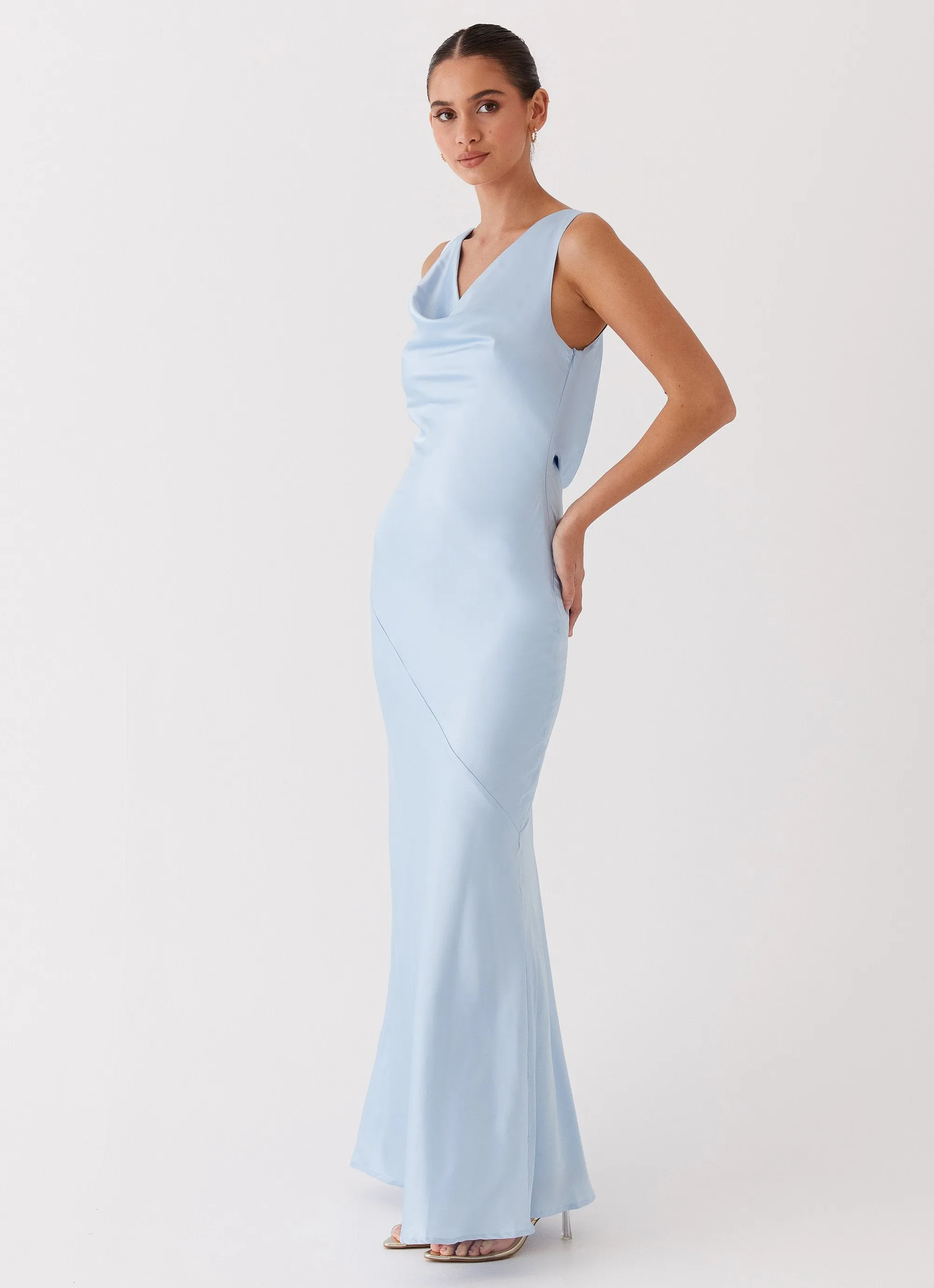 Be Mine Satin Maxi Dress - Blue sold by Peppermayo product image thumbnail 5