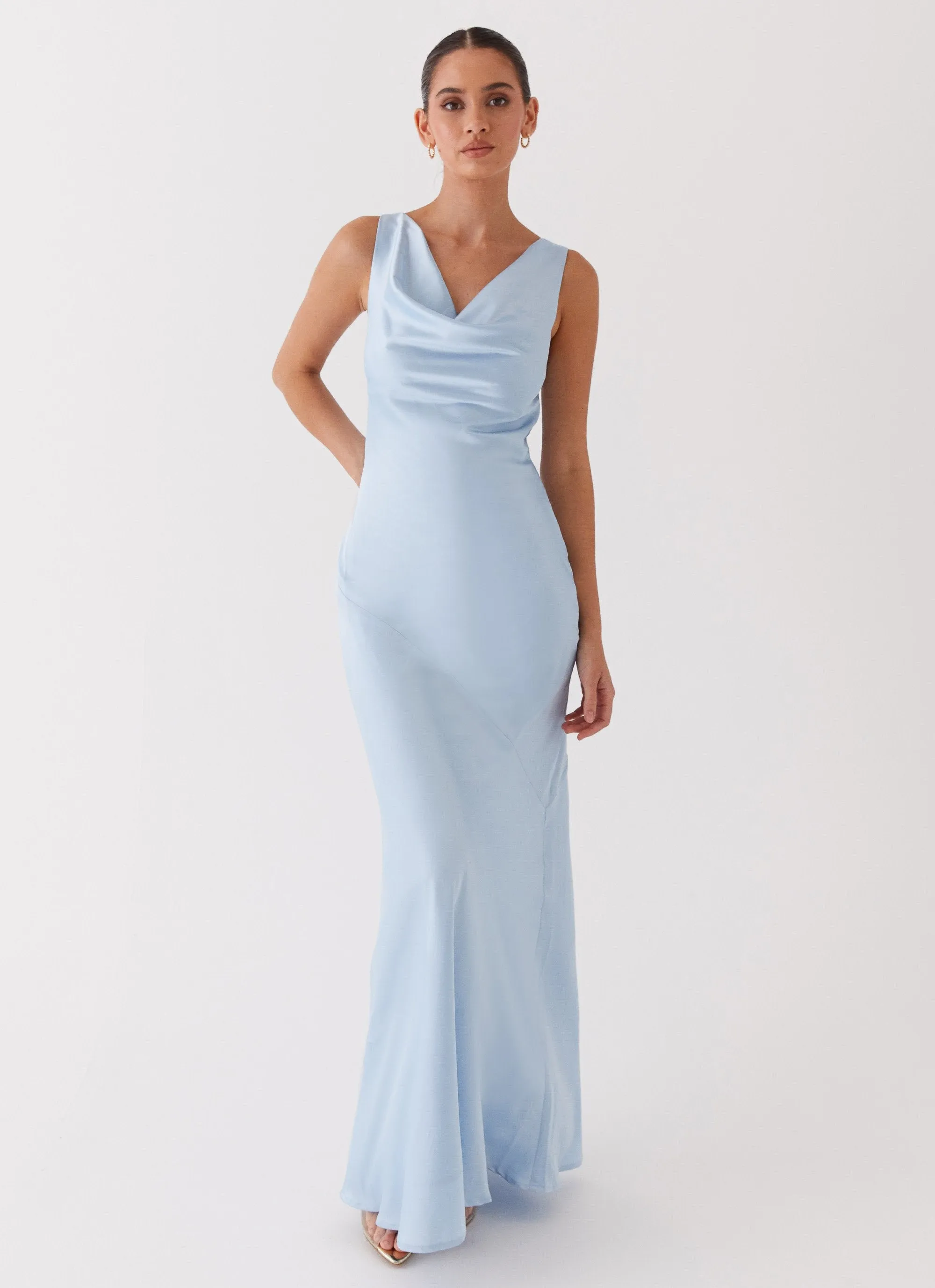 Be Mine Satin Maxi Dress - Blue sold by Peppermayo product image thumbnail 3