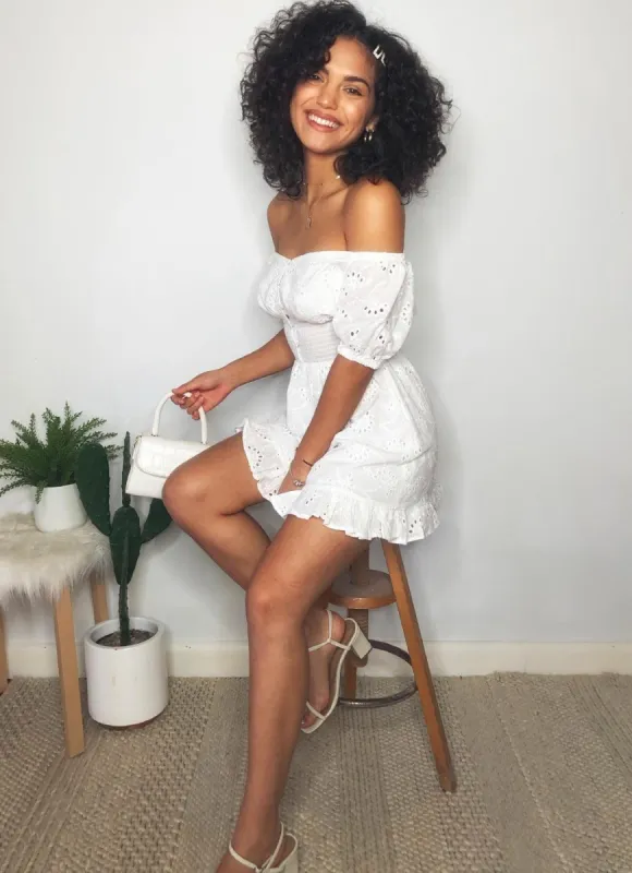 Ditsy Doo Mini Dress - White sold by Peppermayo