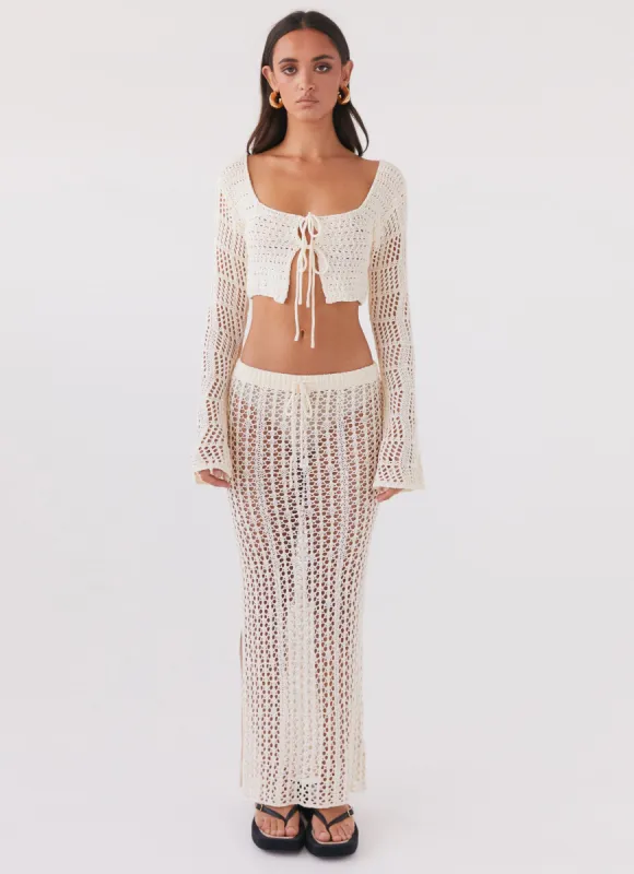 Rosalina Crochet Maxi Skirt - Natural sold by Peppermayo