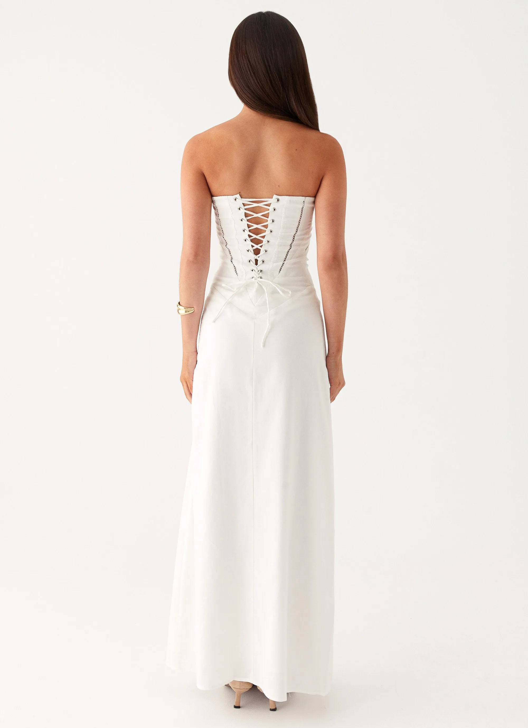 Cerisa Linen Maxi Dress - White sold by Peppermayo product image thumbnail 4