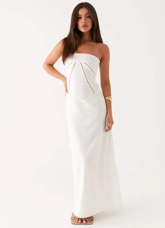 Cerisa Linen Maxi Dress - White sold by Peppermayo