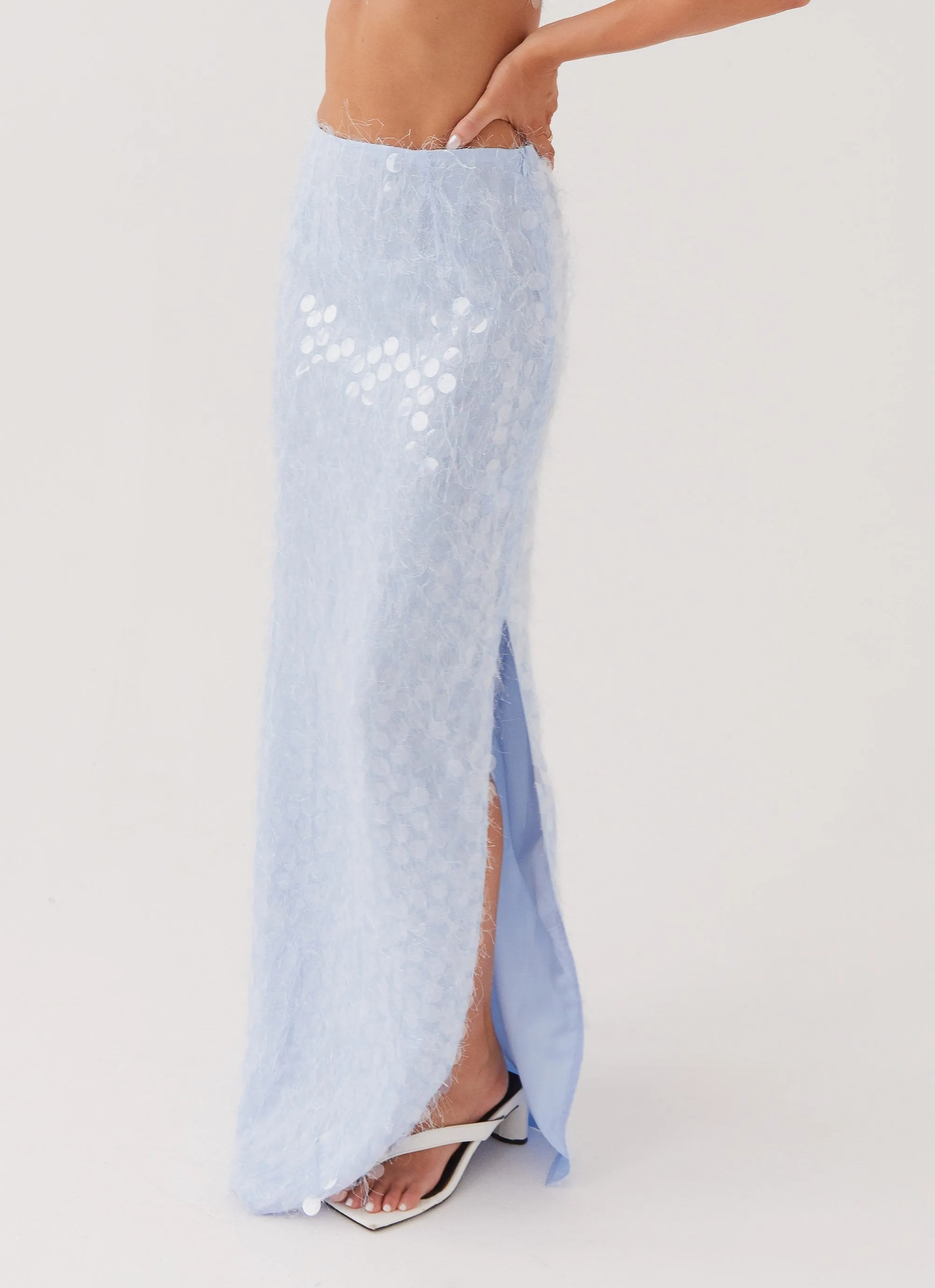Kyleigh Textured Sequin Maxi Skirt - Lavender Mist sold by Peppermayo product image thumbnail 3