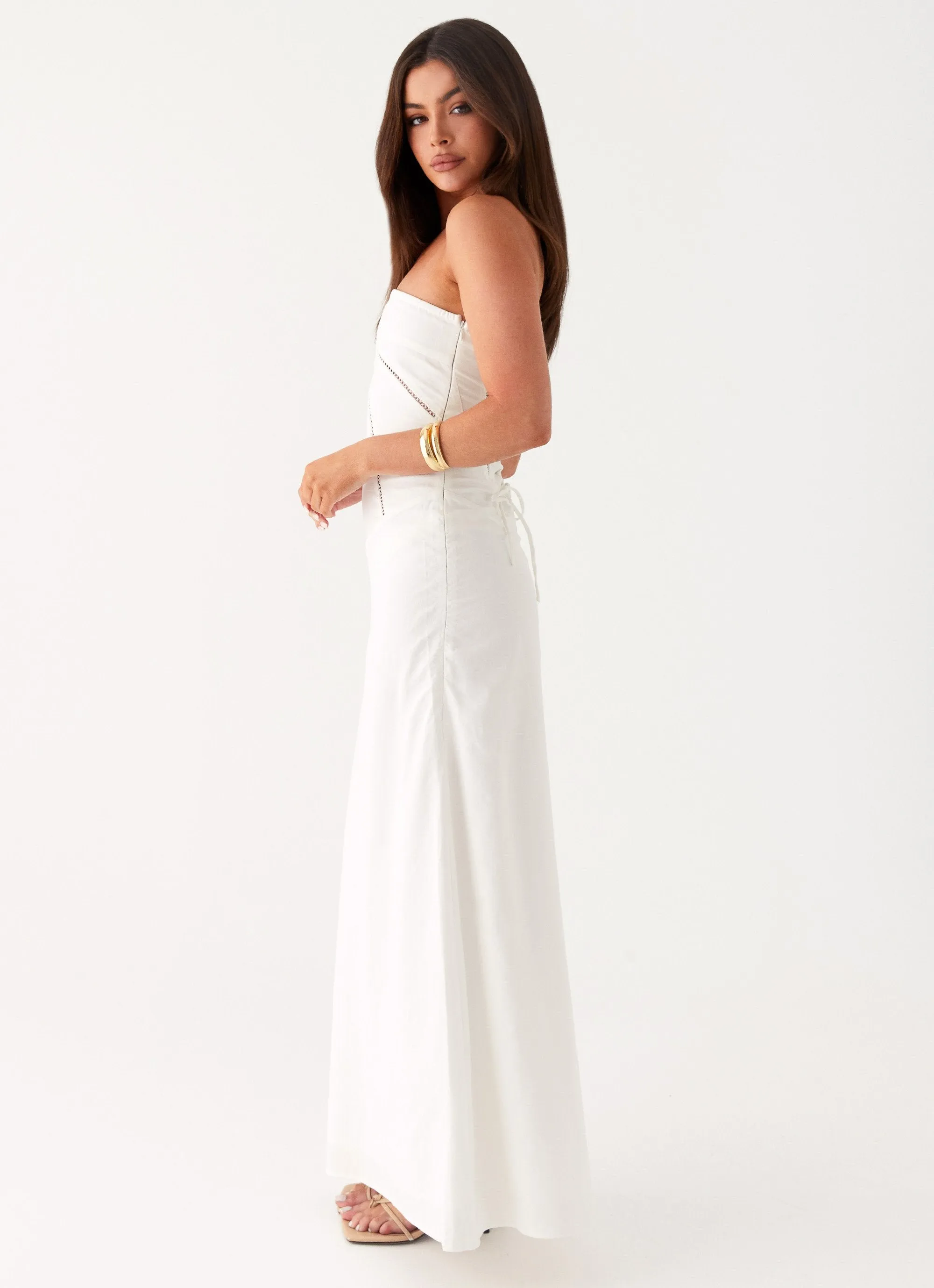 Cerisa Linen Maxi Dress - White sold by Peppermayo product image thumbnail 3