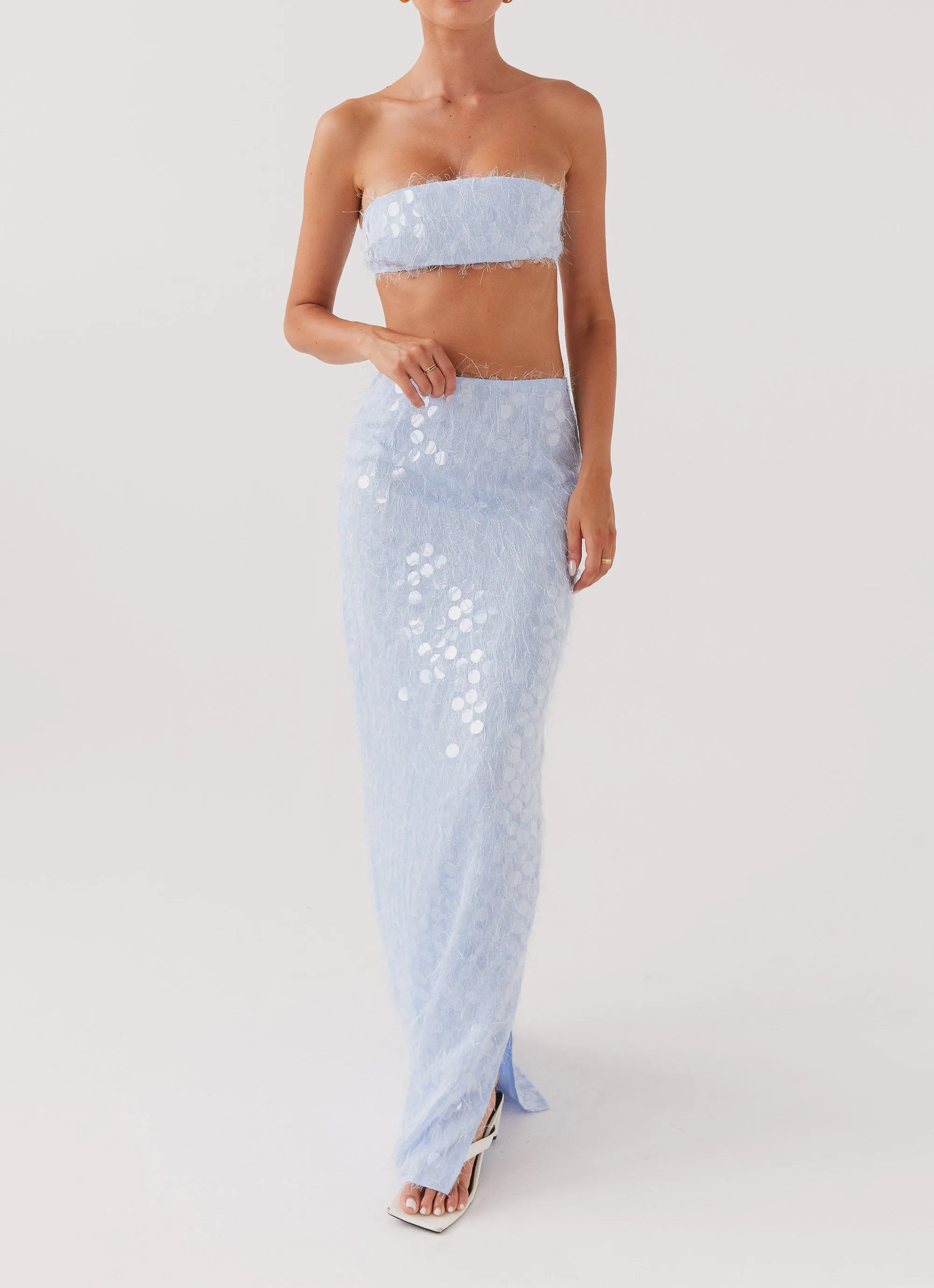 Kyleigh Textured Sequin Maxi Skirt - Lavender Mist sold by Peppermayo product image thumbnail 5