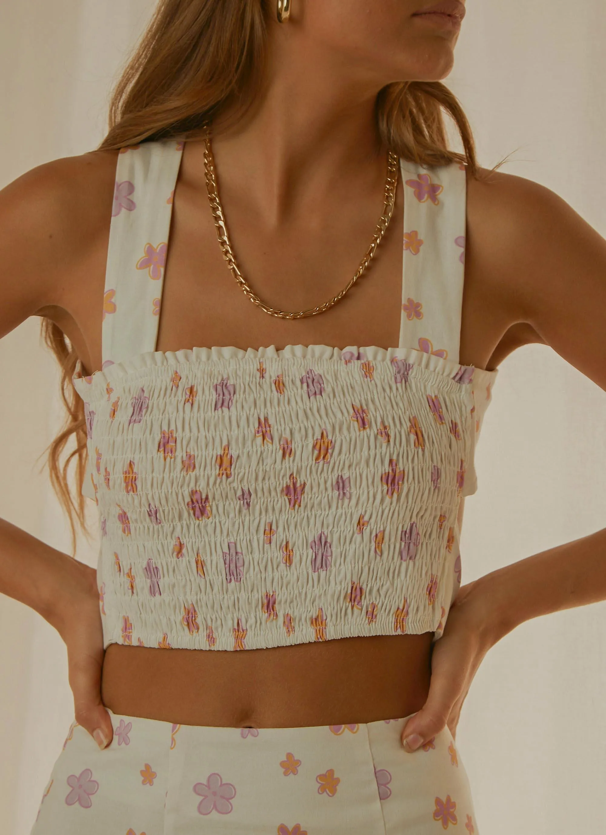 Lost Picnics Linen Crop - Pink Wild Poppies sold by Peppermayo