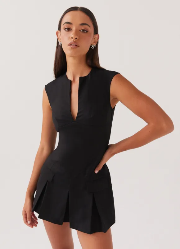 Cassia Mini Dress - Black sold by Peppermayo
