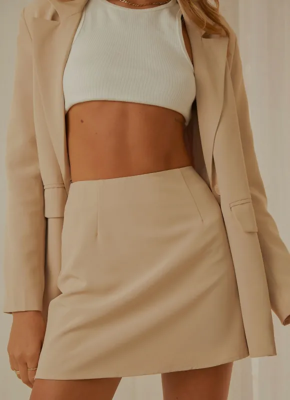 Vintage Town Mini Skirt - Cream sold by Peppermayo