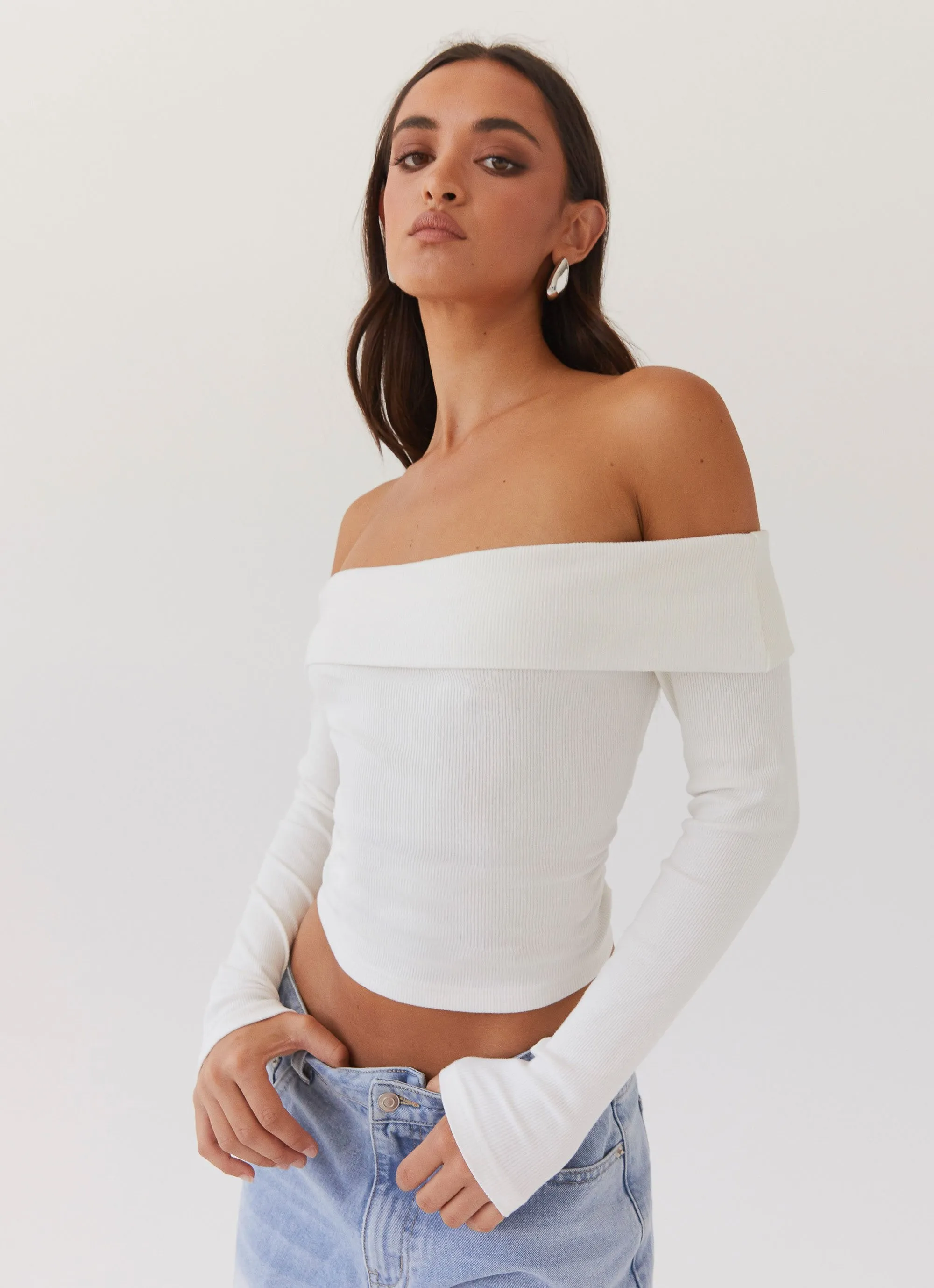Hayley Long Sleeve Ribbed Top - White sold by Peppermayo product image thumbnail 5