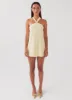 Keira Linen Mini Dress - Lemon sold by Peppermayo