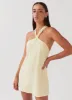 Keira Linen Mini Dress - Lemon sold by Peppermayo