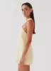 Keira Linen Mini Dress - Lemon sold by Peppermayo