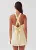 Keira Linen Mini Dress - Lemon sold by Peppermayo
