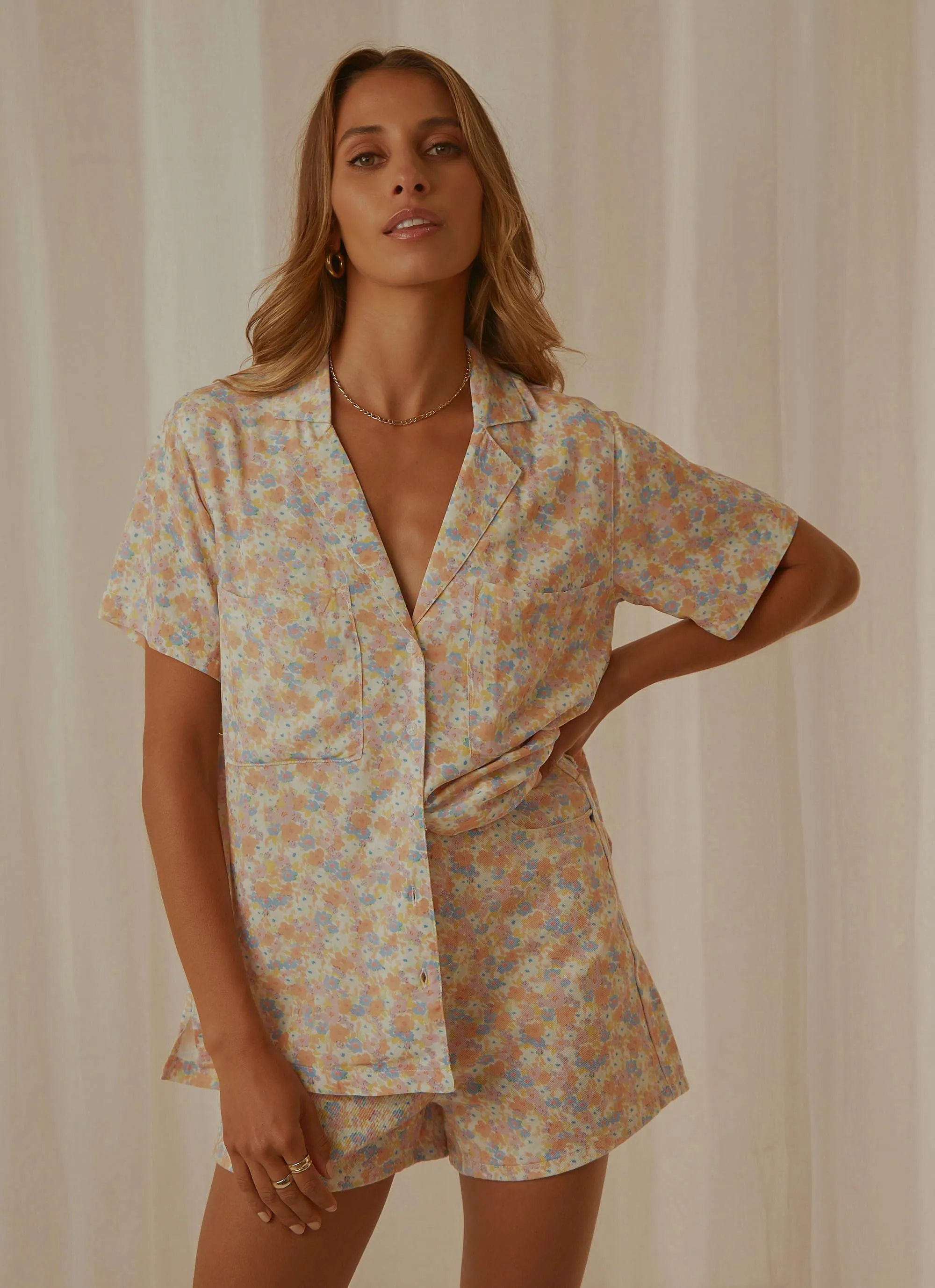 Safari Shirt - Peach Floral sold by Peppermayo